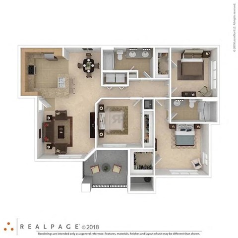 C1 3 bed 2 bath 1296 sqft